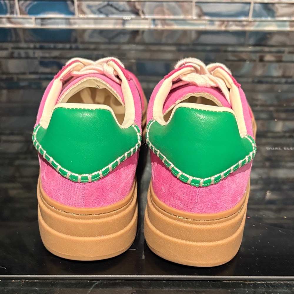 Steve Madden Pink and Black Suede Platform Sneakers - Picture 7 of 10